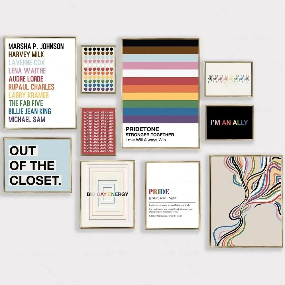 Subtle Pride Office Decor Gift Lesbians Gays Wall Art Poster Minimalist Print Canvas Painting for Living Room Modern Home Decor