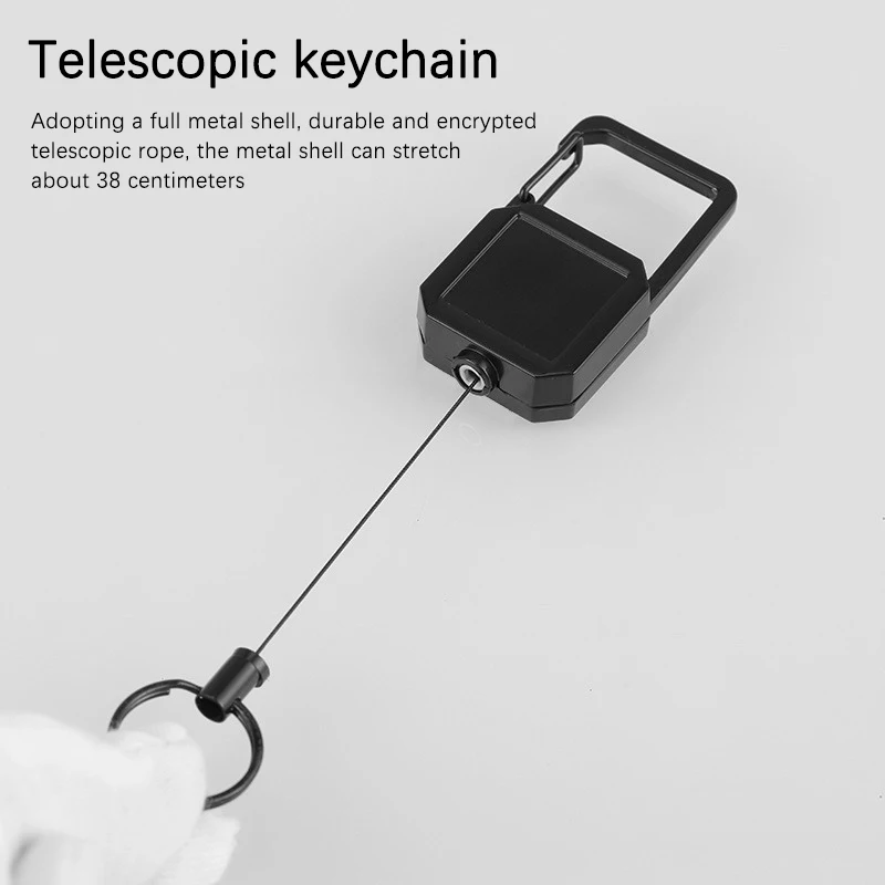 Outdoor Automatic Retractable Wire Rope Luya Keychain Clip Pull Recoil Sporty Keyring Anti Lost ID Card Holder