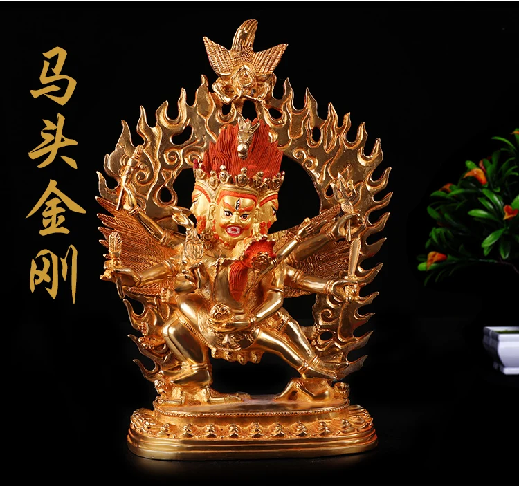 Wholesale Buddha #- GOOD HOME OFFICE House Talisman- Buddhist gilding Hayagriva brass statue