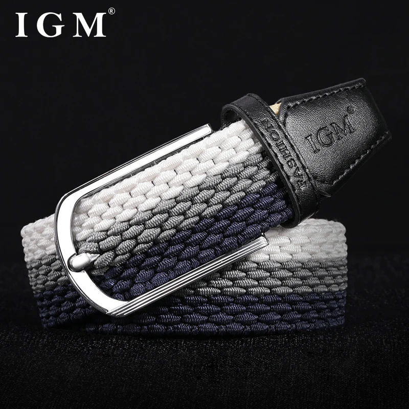 Men Women Stretch Belt For Unisex Knitted Braided Metal Pin Buckle Male Canvas Pants Jeans Elastic Belt