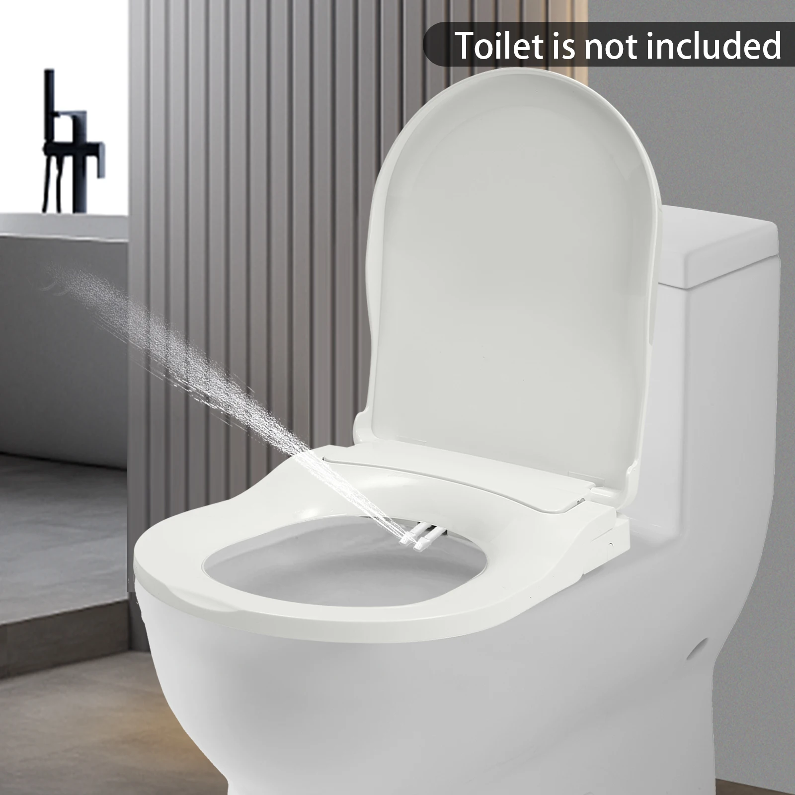 

Non-Electric Bidet Toilet Seat for Elongated Toilets D-shaped Toilet Bidet Lid Dual Nozzle Toilet Lid with 3 Flushing Holes