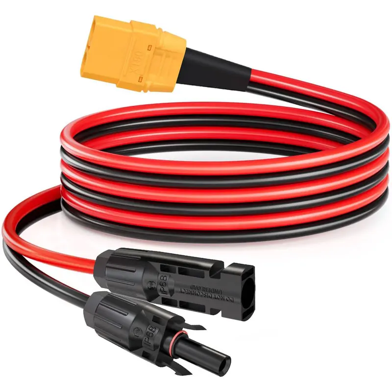 Câble d'extension de panneau solaire amélioré 2m 1m 12AWG XT90 femelle pour centrale électrique Portable, batterie au Lithium, Drone RV, etc.