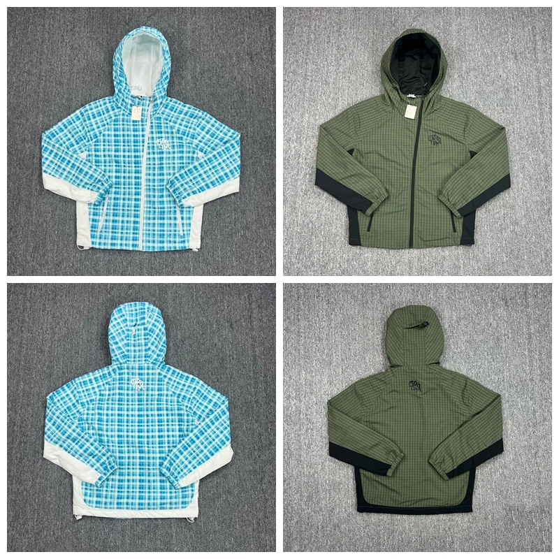 

Mertra Plaid Hooded Zipper Jaet Loose Fit ex Spring Autumn Windproof Coat Youth Faion Long Sve Printed Casual Oute...