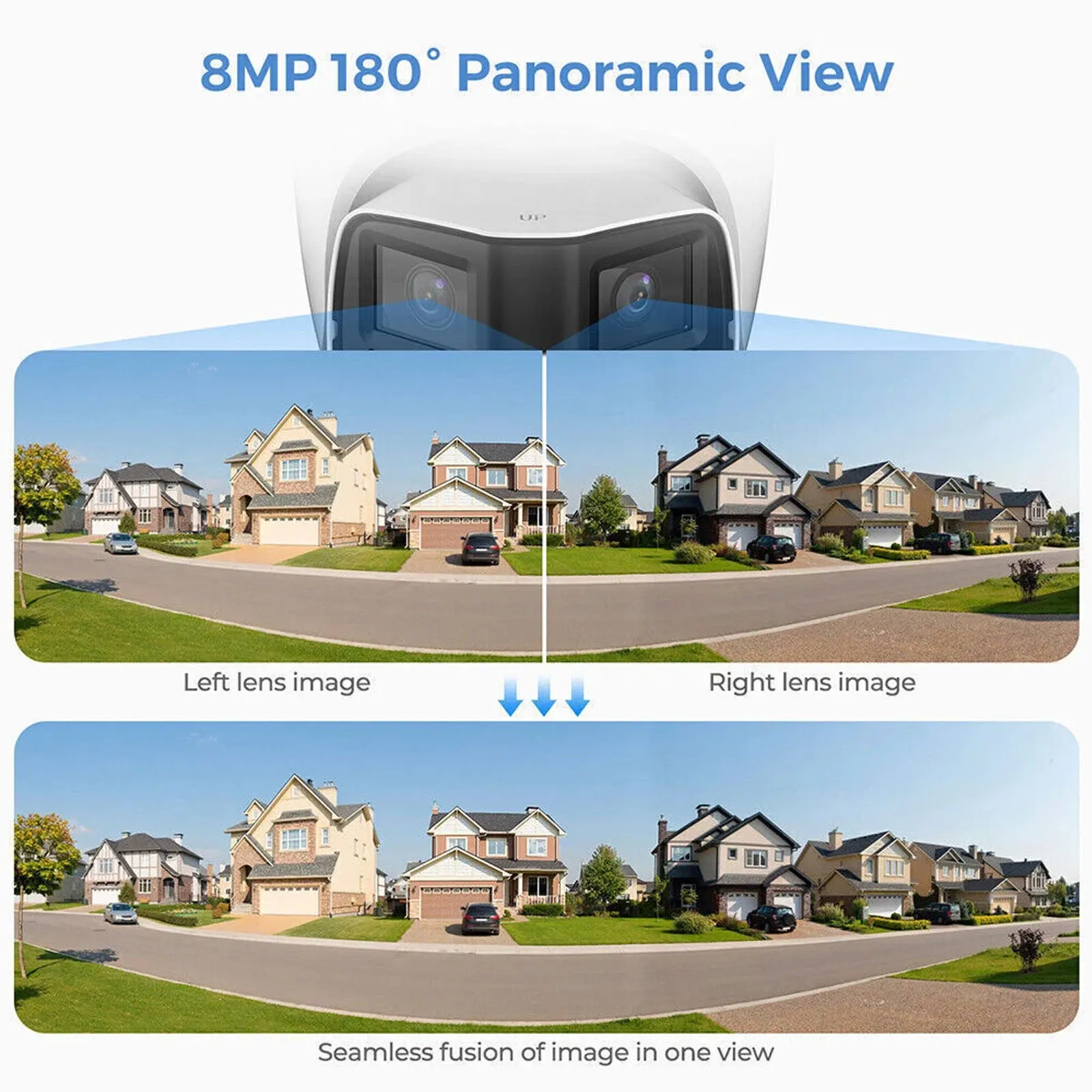 Hikvision Compatible Panoramic 4MP 8MP PoE IP Camera Dual Lens 180° Wide Angle Full-Color Human/Vehicle Detection Two-Way Audio