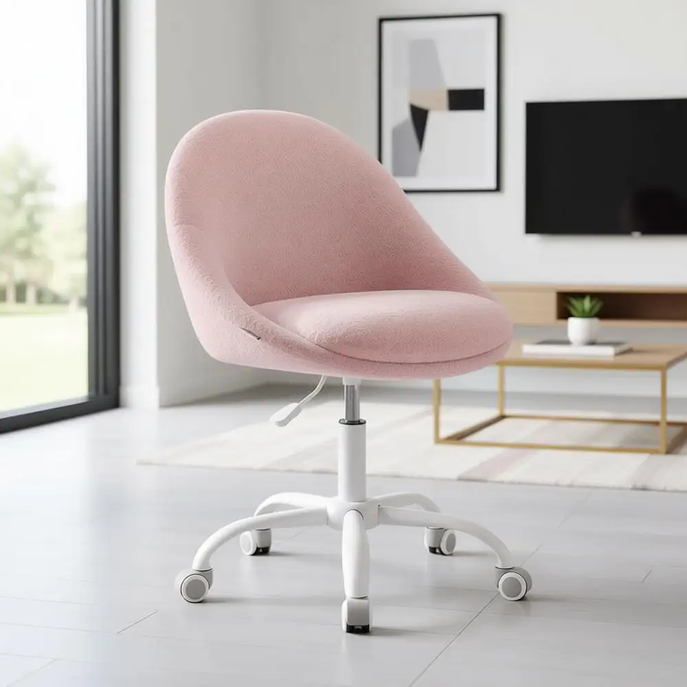 

Jelly Pink Lumbar Support Swivel Arm Desk Chair for Compact Spaces - Bedroom Use
