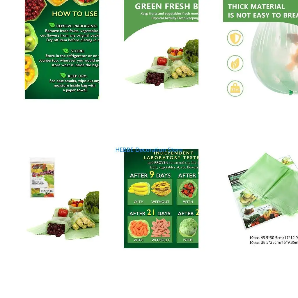 B0KC 20 Pcs Long Lasting Organizers Keep Fruits Vegetables and Cut Flowers Longer Reusable Plastic Fresh-keeping Bags