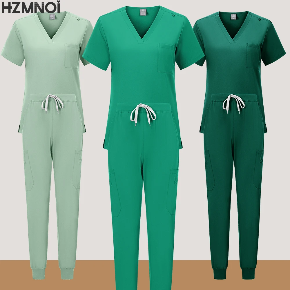 HZMNOI – uniforme d'infirmière de pharmacie multicolore à manches courtes, vêtements de travail pour médecin d'hôpital, uniformes de chirurgie dentaire orale, ensemble de gommage médical