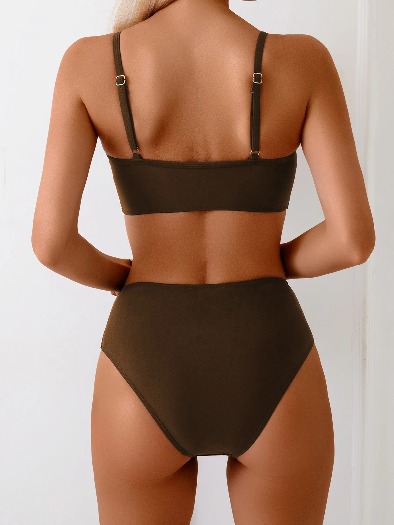 2025 Sexy V-Neck Hollow Out Bikini Set High Waist Swimsuit for Women Summer Beach Swimwear Trendy Two-Piece Bathing Suit Holiday