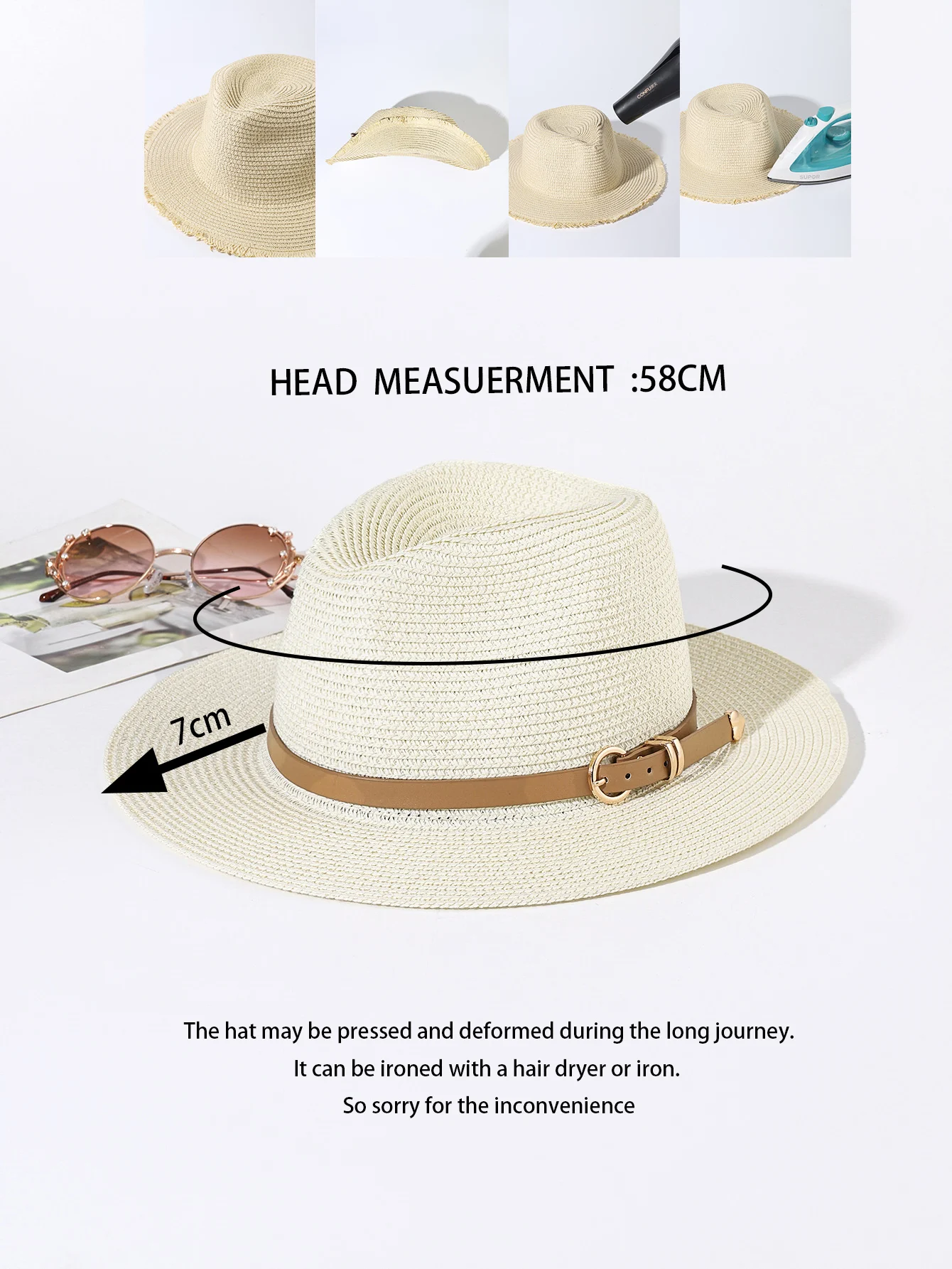 Summer hats men\'s and women\'s white wide brimmed Panama hats youth street pats vacation belt small top hat everything up sun vis