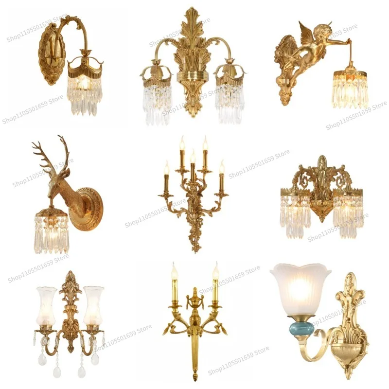 For full copper wall lamp mirror headlamp living room dining room bedroom background wall decorative lighting fixture