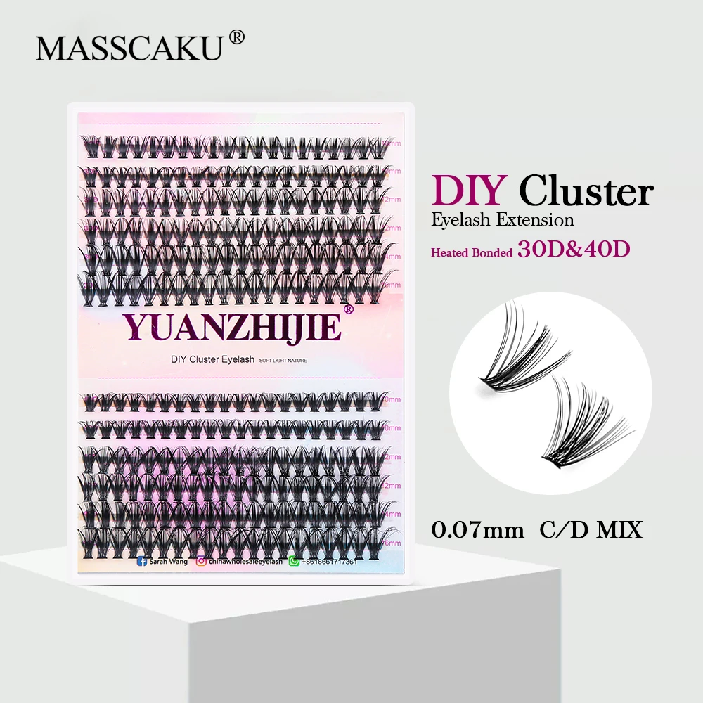 

MASSCAKU 30D/40D DIY Cluster Eyelash Extensions Russian Fluffy Natural Segmented Heat Bonded lash Cilia Individual