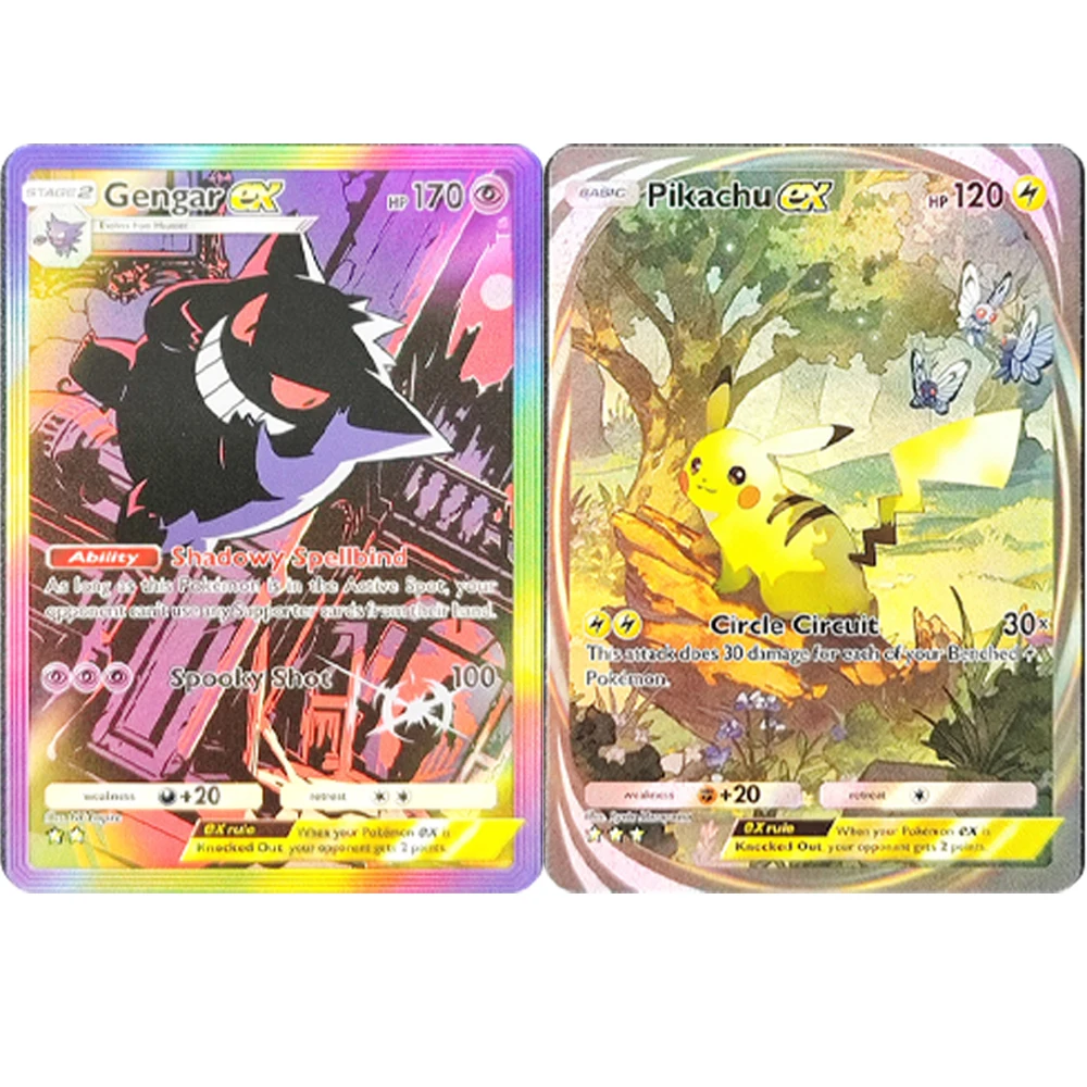 DIY Pocket Cards Charizard Mewtwo Gengar Mew Moltres Articuno EX Proxy Tcg Holo Full Art Anime Peripheral Game Collection card
