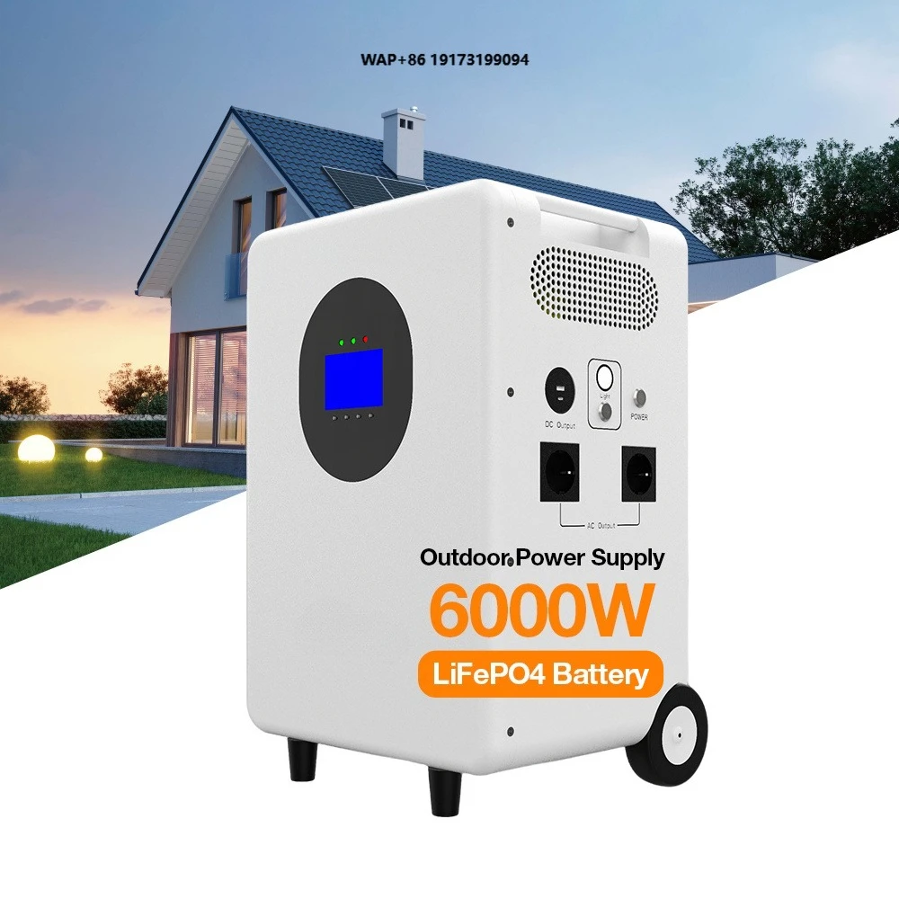 Portable Home Energy Storage Power Station 6000W Controller Flashlight for Home Use 4000W 3000Wh 110V/220V Pure Sine Wave