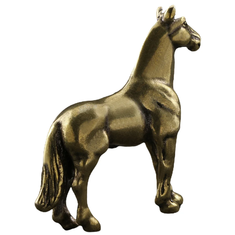 

Copper Horse Sculpture Desktop Decor for Home Office Indoor Adornment Vintage Metal Craft Statue Retro Horse Ornament