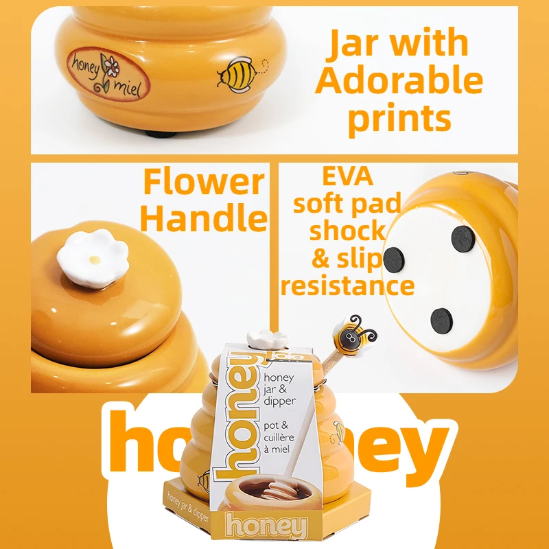 Joie 150ml Ceramic Honey Jar with Lid & Dipper