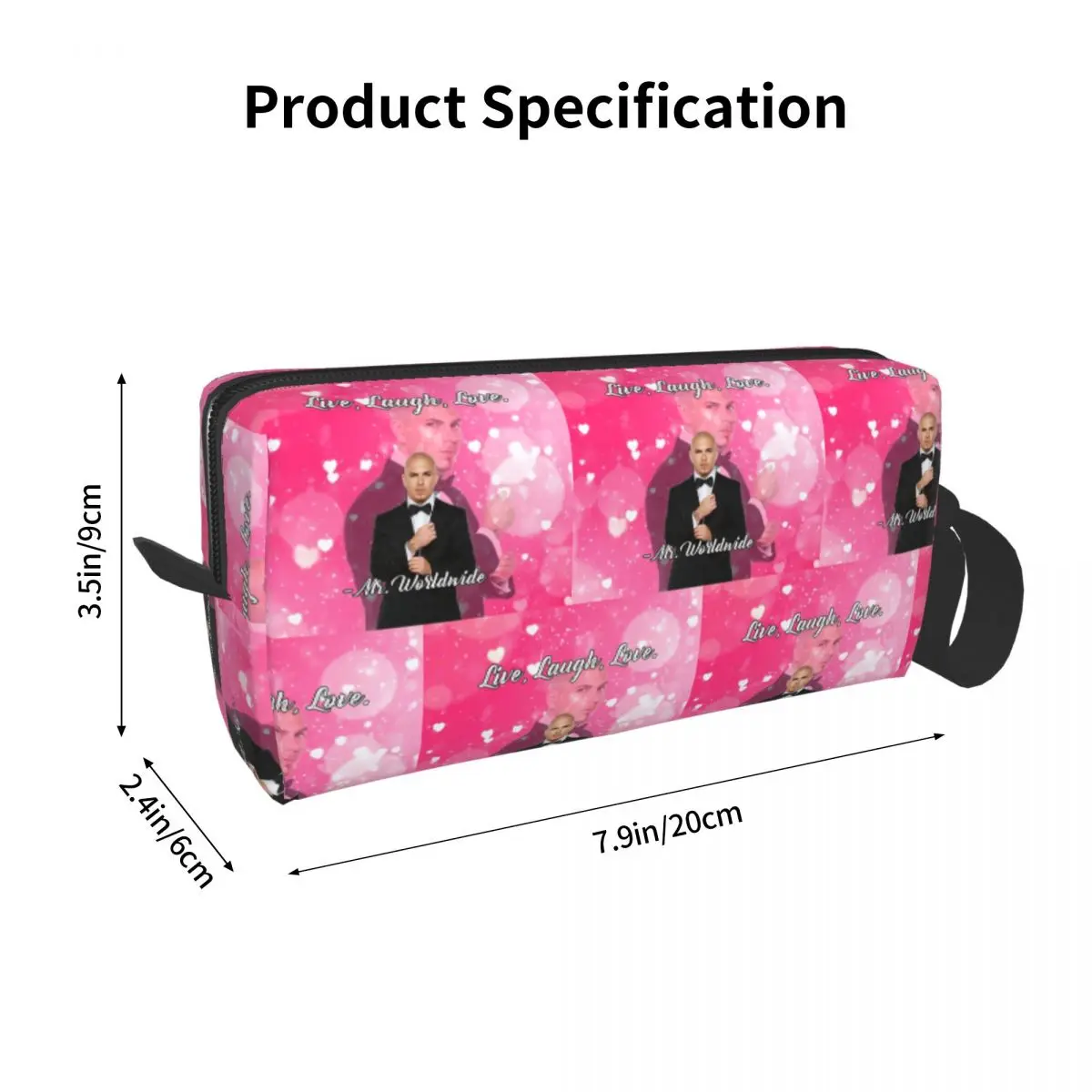 Mr. Worldwide Says To Live Laugh Love Pink Makeup Bag Cosmetic Organizer Storage Dopp Kit for Women Beauty Travel Pencil Case