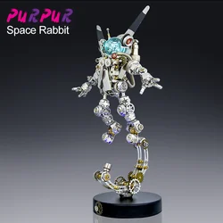 DIY mechanical assembly 3D metal puzzle astronaut space rabbit color changing light stainless steel model kit gift toy