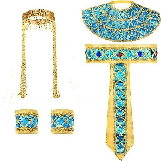 Egyptian Costume Accessories Set Egyptian Pharaoh Headpiece Egyptian Collar Wristbands for Halloween Role Play Cosplay - view 2