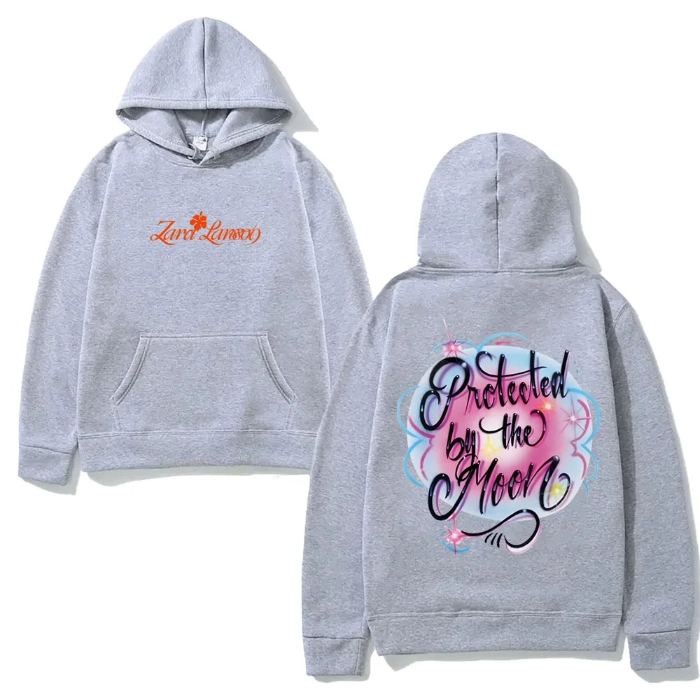 2026 Celestial‑Moon Aesthetic Black Hoodie Vintage Script Small Chest Print Gradient Pastel‑Nebula Circular‑Frame Cursive‑Quote
