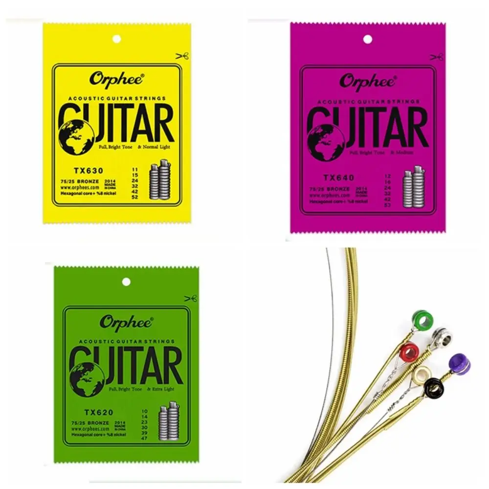 1Set TX620 /TX630 /TX640 Orphee Acoustic Guitar Strings 010/011/012 Hexagonal Core Super Light Guitar Strings Balanced Sound