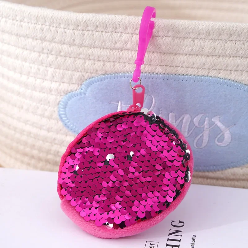 Cute Princess Sequins Circular Shape Baby Bag Solid Color Kid Coin Purse Zero Bags Shiny Children Shoulder HandBags Pendant