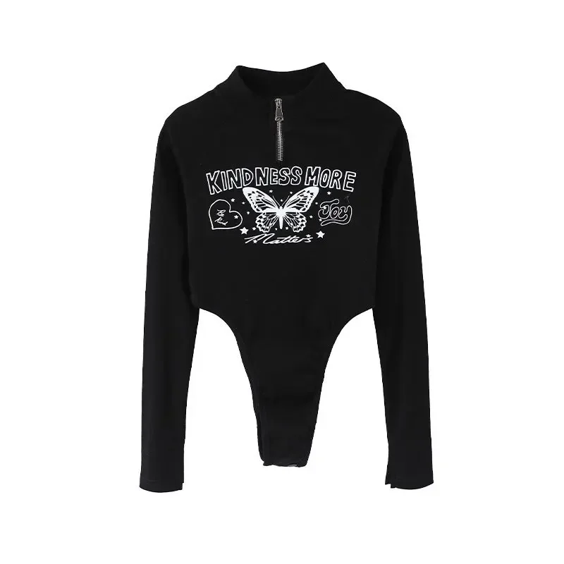 Kostum dansa Jazz Musim Semi dan Musim Gugur kostum dansa grup gadis hitam panjang satu potong celana Phat setelan kostum pemandu sorak