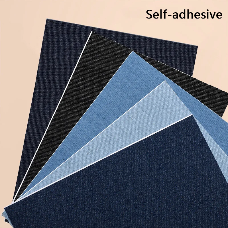 15x20cm 5-color Self-adhesive Thickened Rectangle Denim Patches for Clothing Jeans Backpacks Hole Repair DIY Cut Clothes Sticker