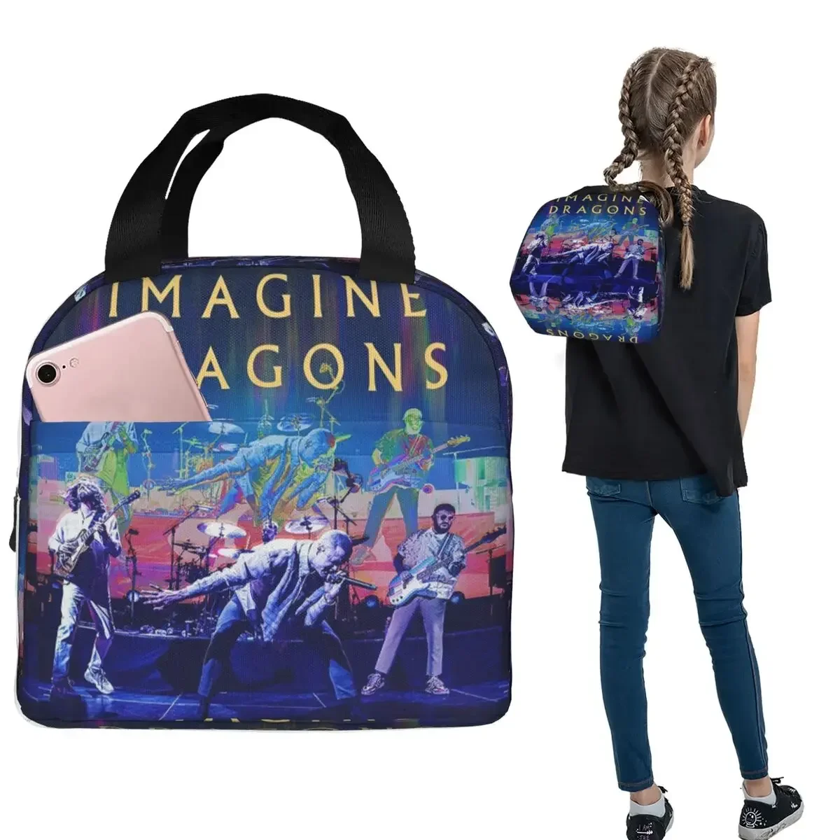 Imagine Dragons Band Loom Tour Insulated Lunch Bag for Women Kids Leakproof Food Boxes Thermal Lunch Box Tote