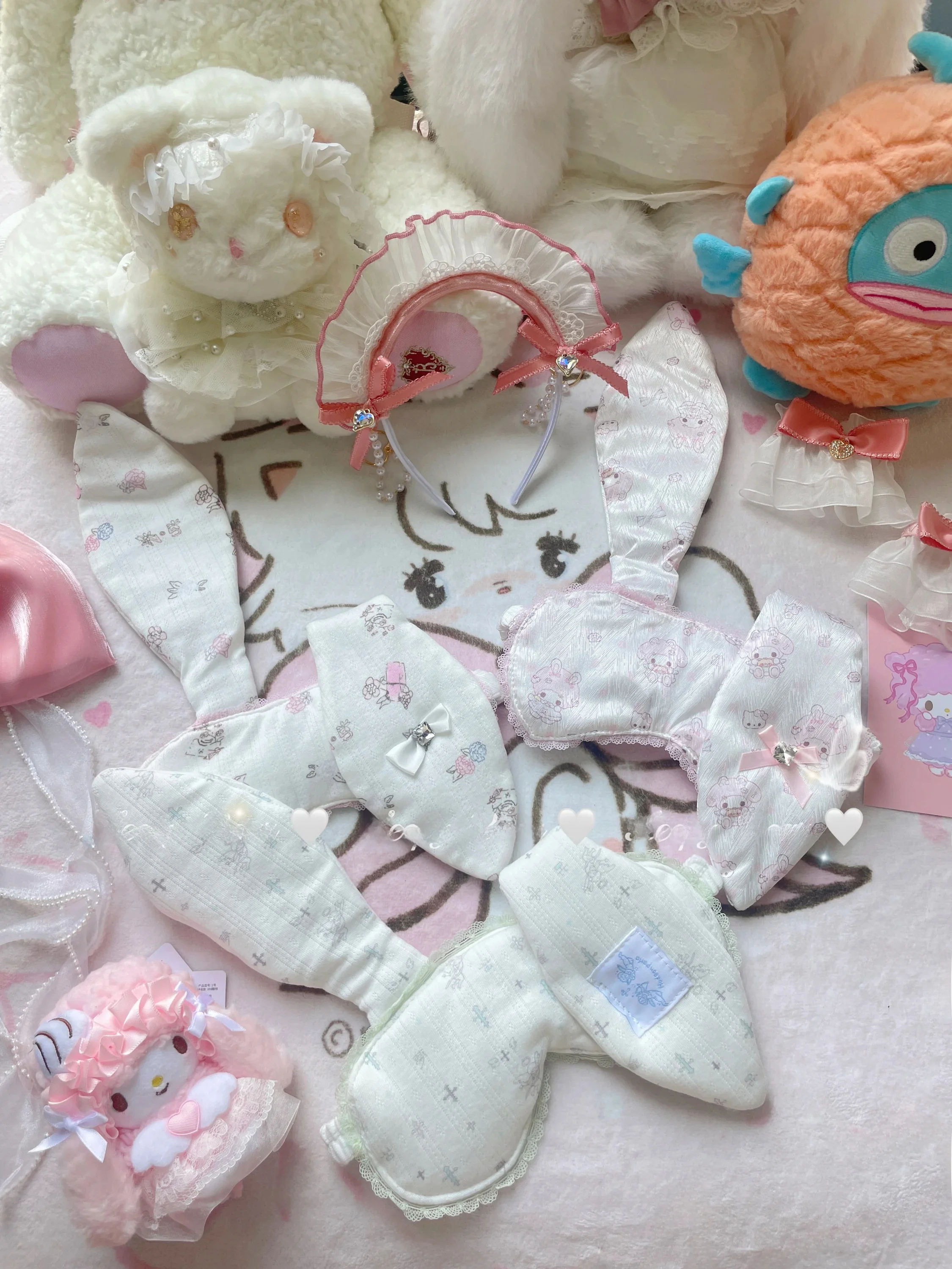 かわいいウサギ耳レースアイマスクスリープシェード女性用スタイル愛らしい女の子の夜用アイカバーイン風花柄目隠し