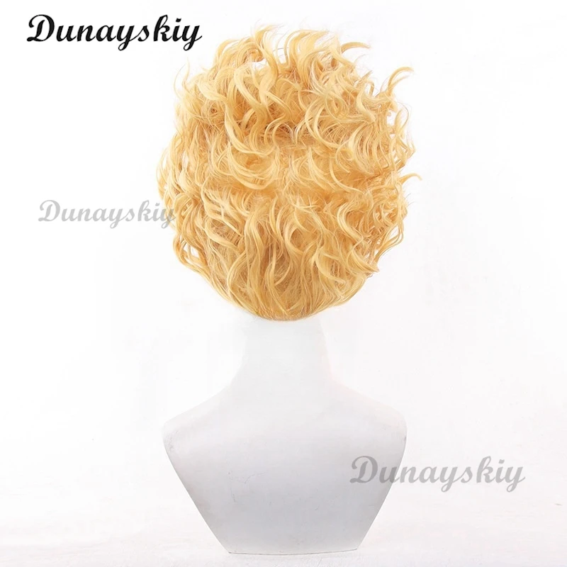 ألمع ستار شعر مستعار تأثيري الهوية VHullabaloo مايك مورتون شقراء مجعد الشعر ألياف مقاومة للحرارة الشعر + غطاء شعر مستعار مجاني اتفاقية