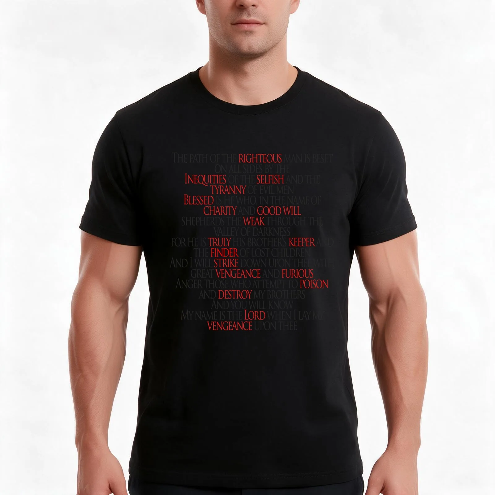Pulp Fiction Ezekiel 25 17 T-Shirt, Summer Casual Cotton Tee, Oversized Streetwear Tops, Vintage Graphic Print, Unisex Men Women