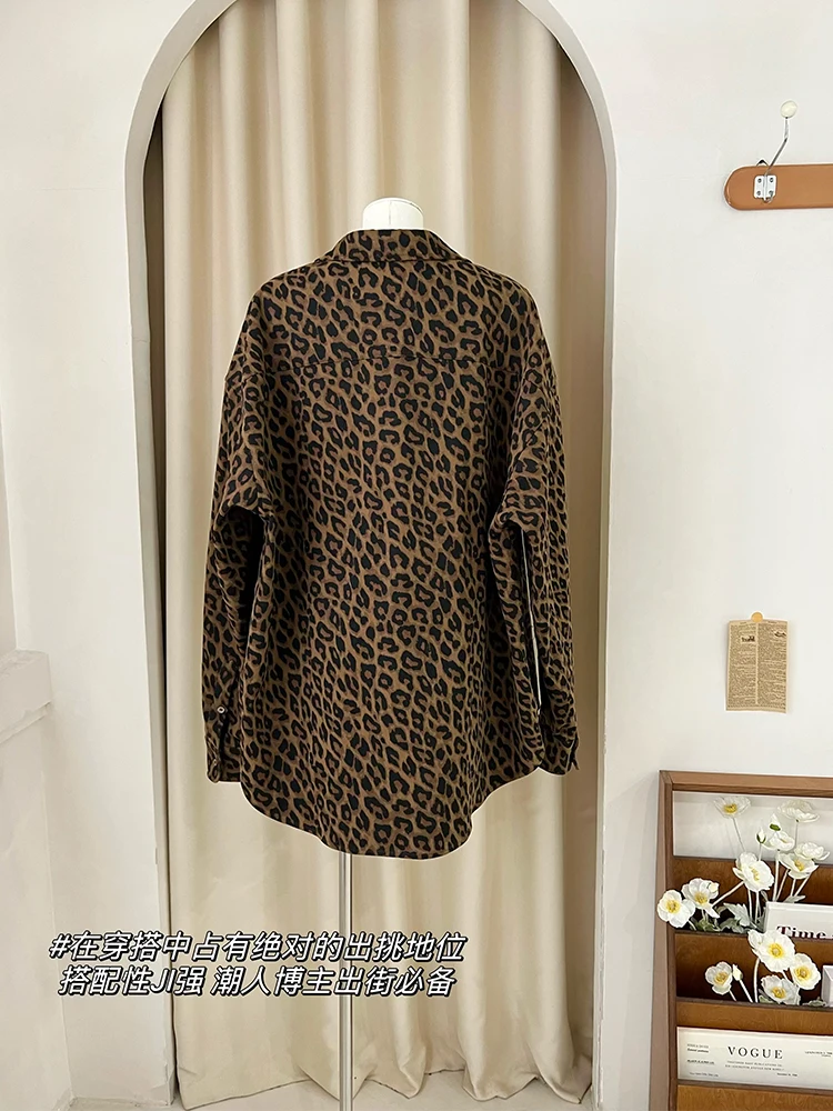 Women Leopard Jacket Coat Long Sleeve Outwear Harajuku Jackets for Women Korean Style Vintage Fashion Clothes Winter Autumn 2024