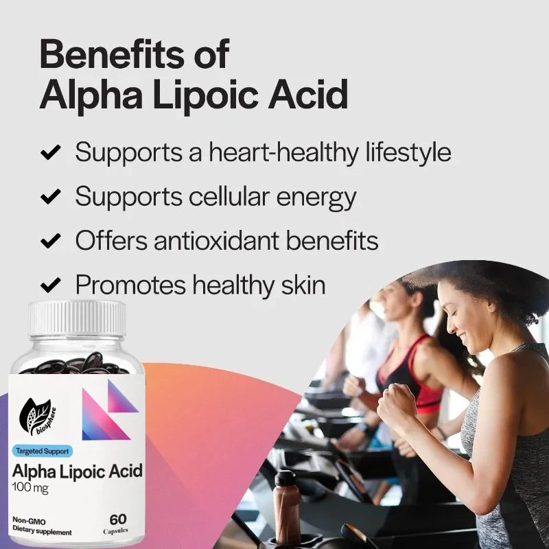 

Alpha Lipoic Acid 100mg Supplement for Liver Health Support Antioxidant 60 Capsules per Bottle