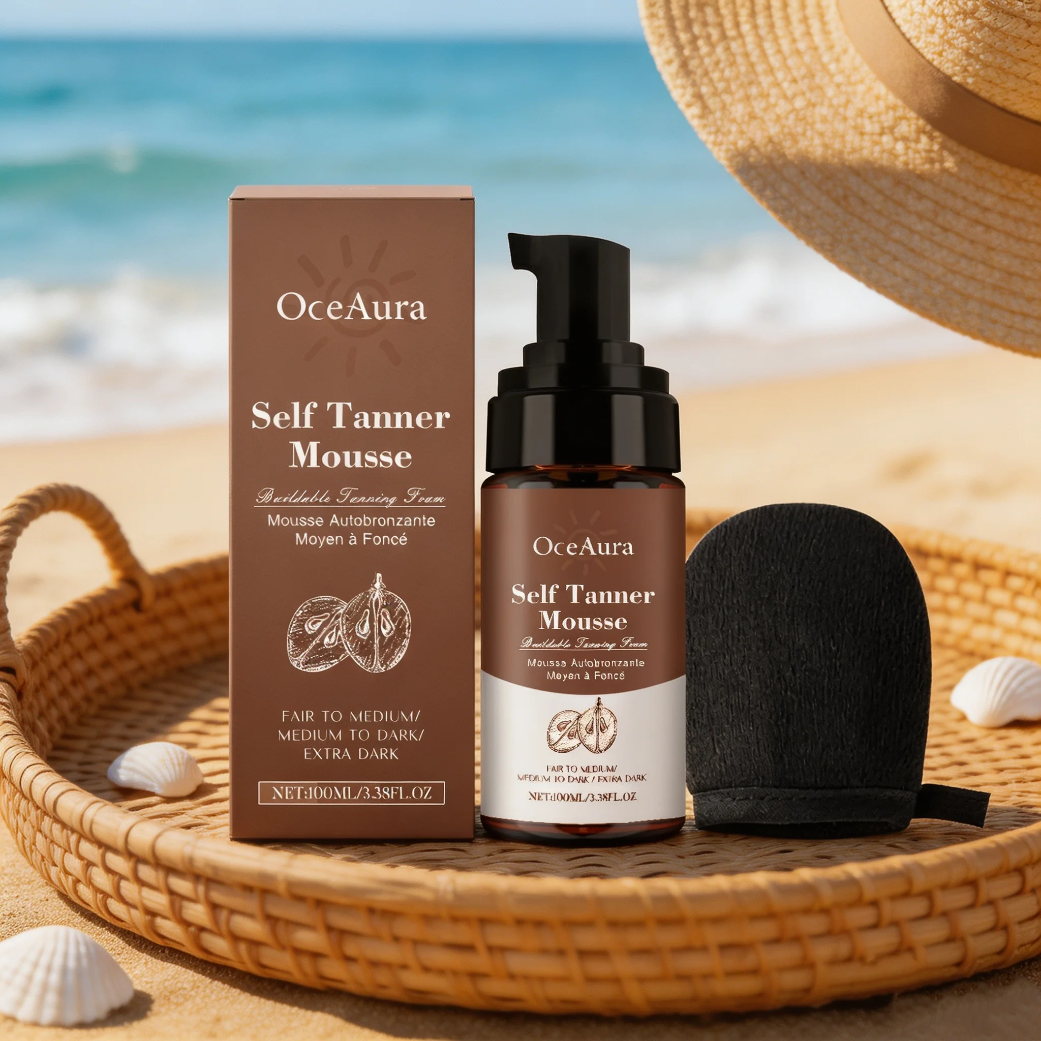 Tanning Mousse With Glove For Dark Skin Without Sun Tannersintensifying Oil Sunless Bronzer Tanner Smell Good New Summer Product