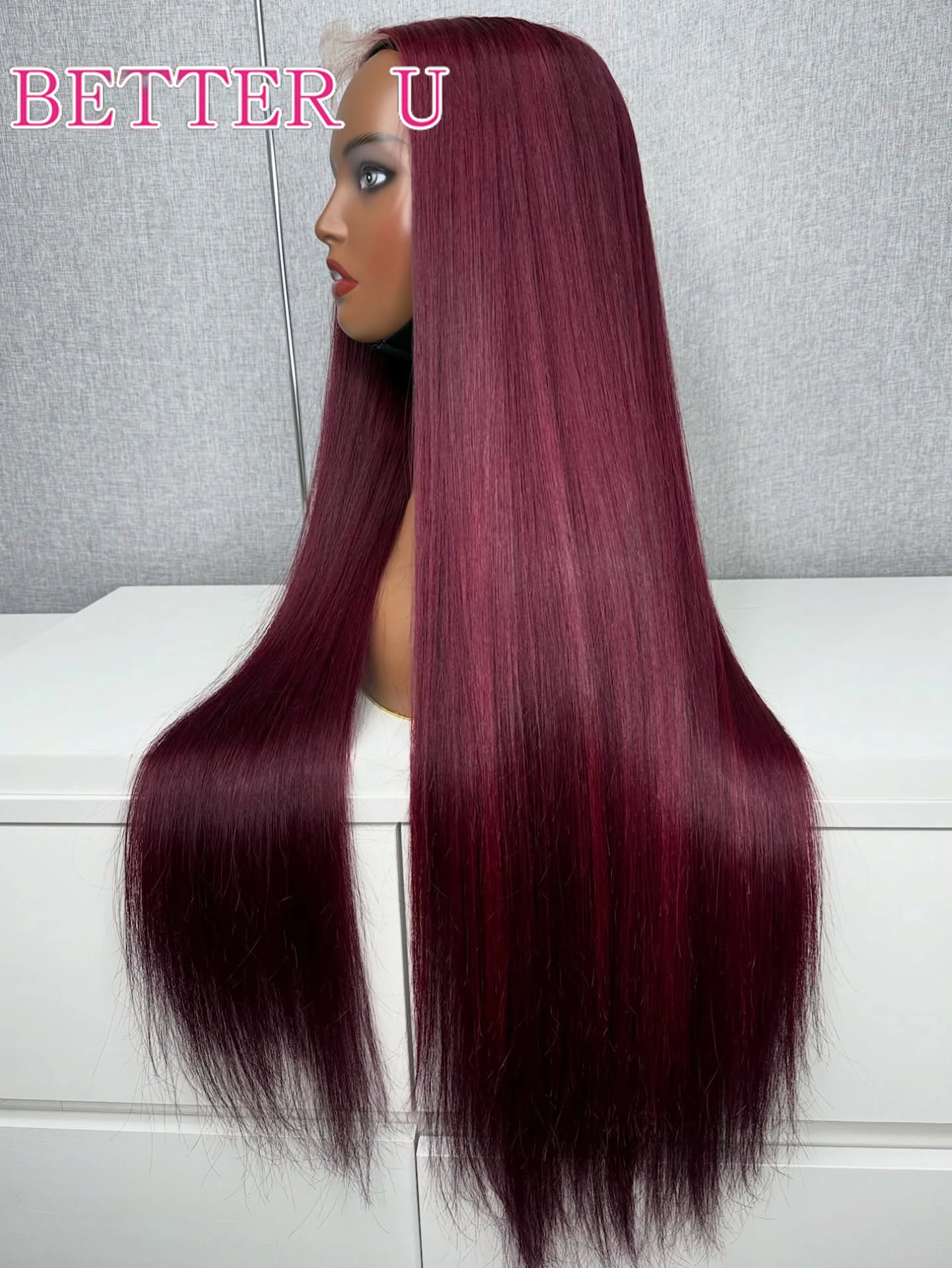 

200% Burgundy Human Hair Wig Pre-Plucking For Women Bone Straight 13x4 Transparent Lace Front Wigs 100% Brazilian Human Hair