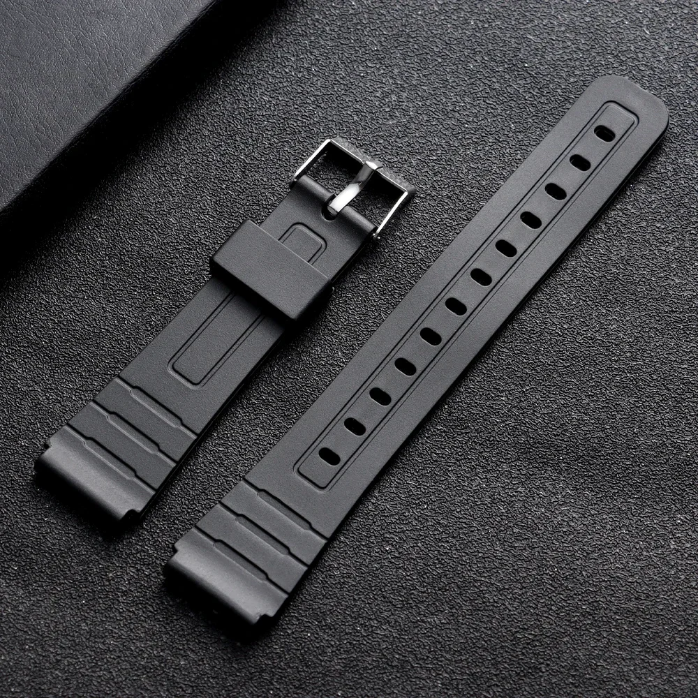 12/14/16/18/20/22mm Silikon-Uhrenarmband für Casio W800H SGW400 F91W F84 F105/108 A158/168 AE1200/1300 Band PU-Harz-Armband – Detail 12