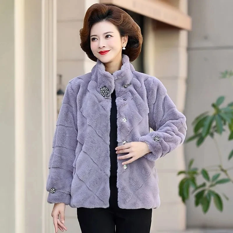 Autumn/Winter Short Jacket Women Imitation Fur Coat Korean Thicke Imitation Mink Fur Coat Middle Aged Female Outerwear Overcoat