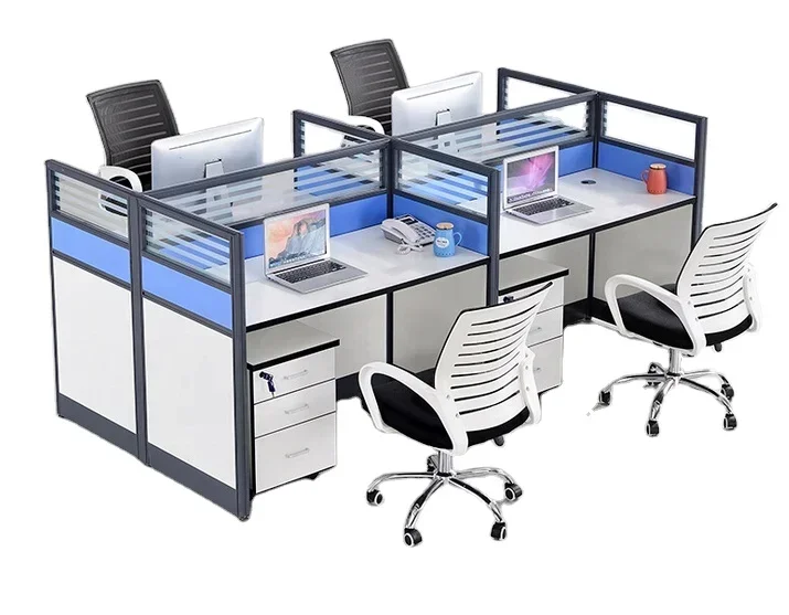 Wholesale Modern Modular 4 People Office Desk Cubicles Workstation Glass Small Office Partition