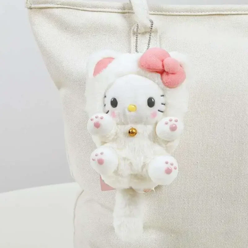 Porte-clés pendentif chat chat à longue queue, sac à dos de poupée, ornement suspendu en peluche, accessoire mignon, cadeau