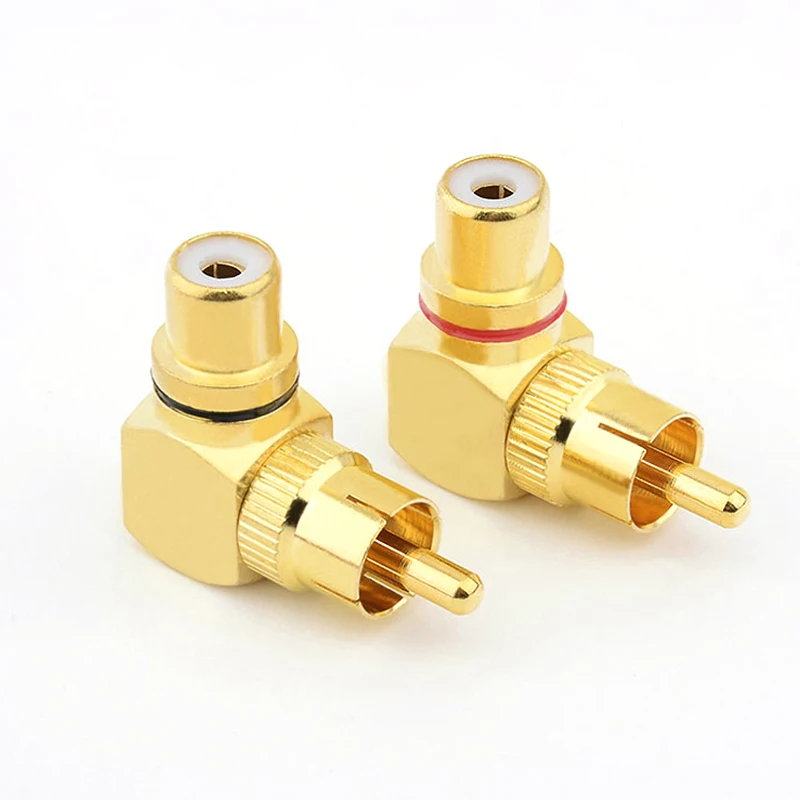 

A pair brass RCA adapter male to female right angle 90 degree plug AV audio cable male to female L elbow