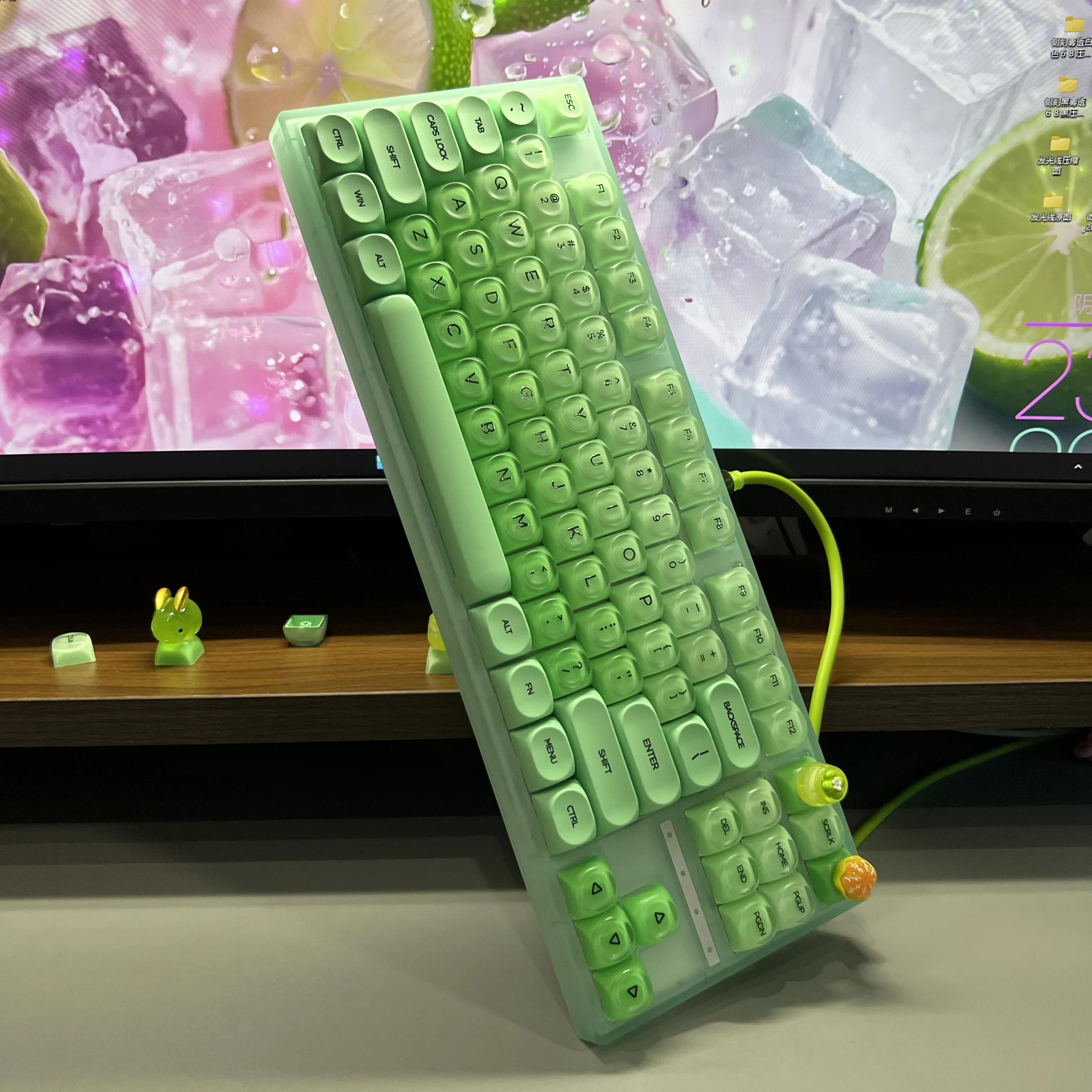 

Small lime jelly keycap cute round PBT + PC mechanical keyboard ball cap 61/68/75/87/98/108
