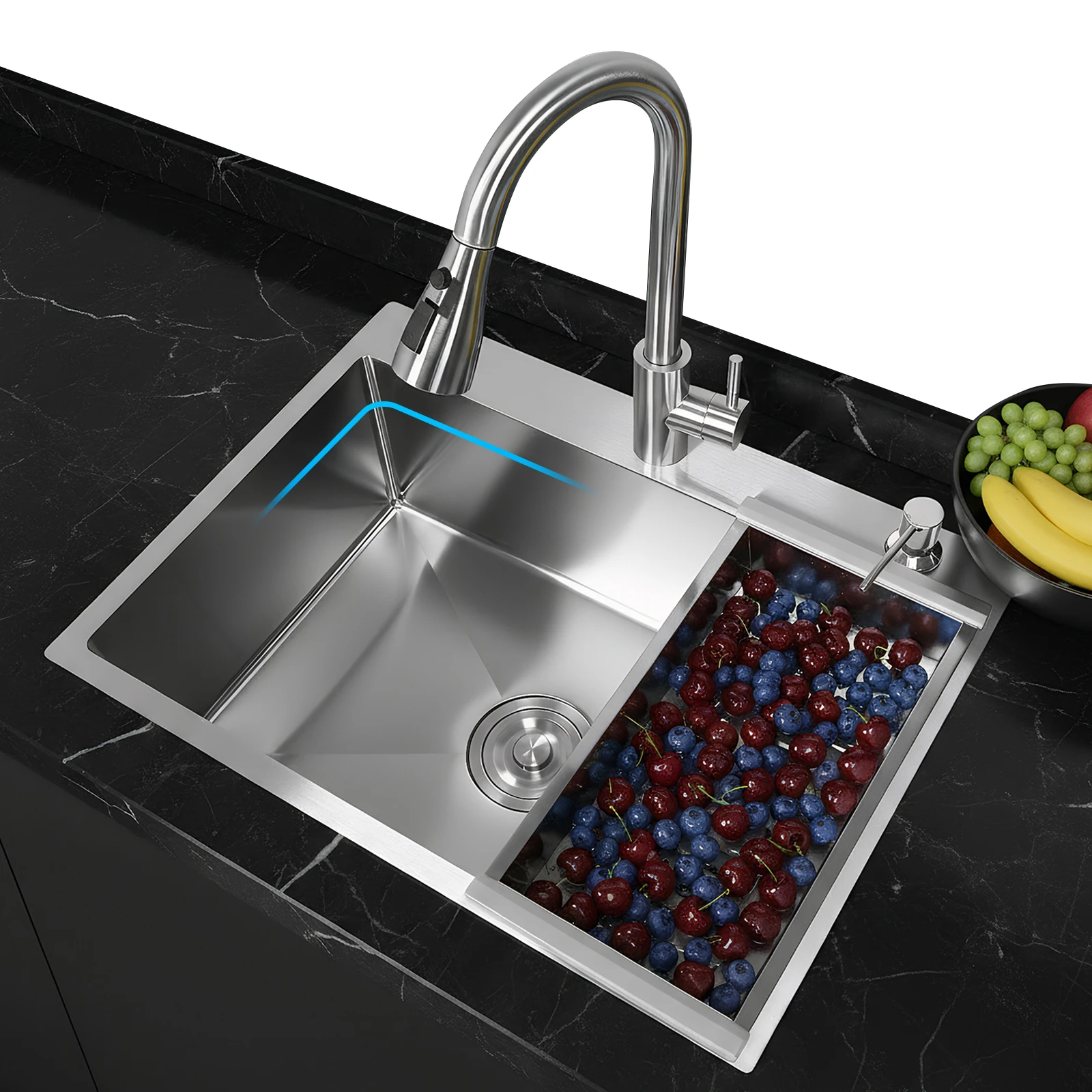 Household Dishwasher Sinks Drop-In Multifunctional Sink with Faucet and Multiple Accessories for Workstation and Prep Kitchen