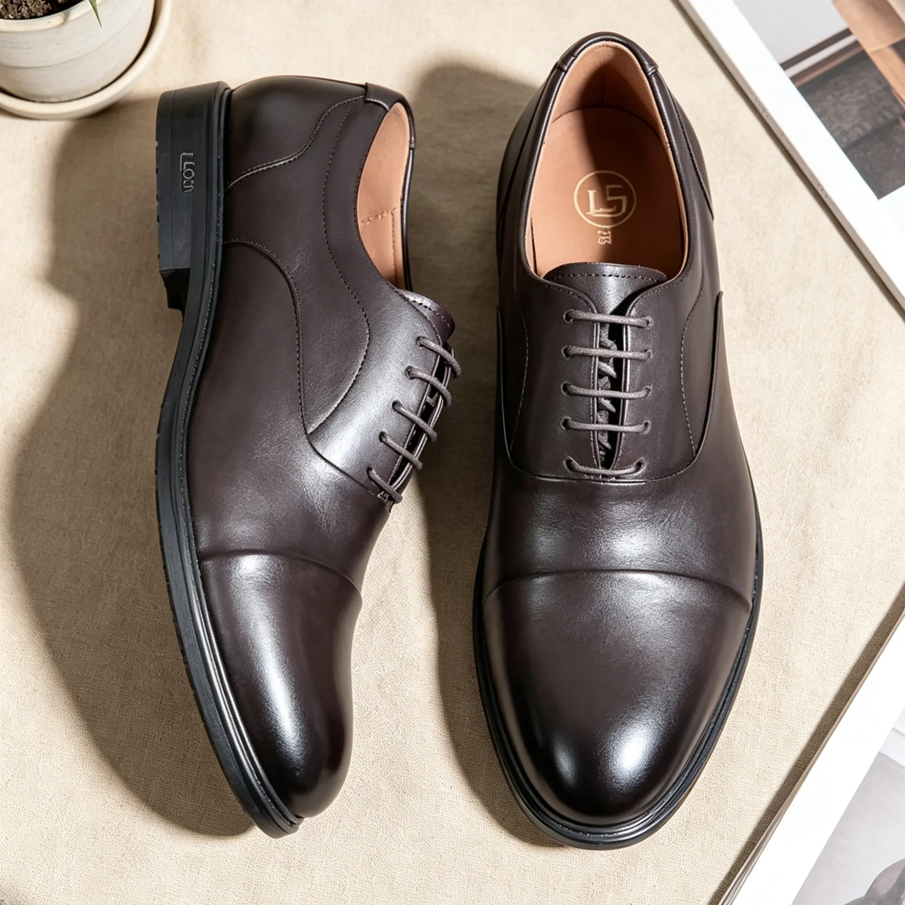Desai Men's 2026 Autumn Classic Cap Toe Oxford Shoes Comfort Leather For Business Commute Meetings All-day Formal Wear