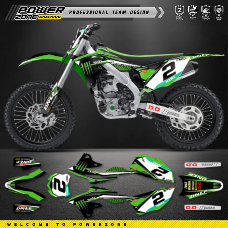 PowerZone Custom Team Graphics Decals Stickers Kit For kawasaki KXF250 2013 2014 2015 2016 KX250F Protector Sticker Customize 04