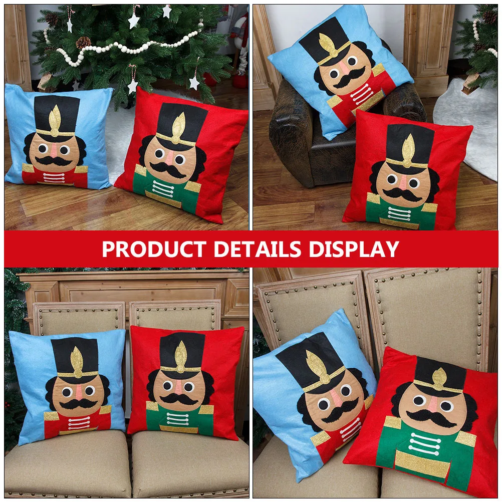 

2Pcs Christmas Soldier Pillowcases Decorative Square Covers Invisible Zipper Comfortable Christmas Pillowcases