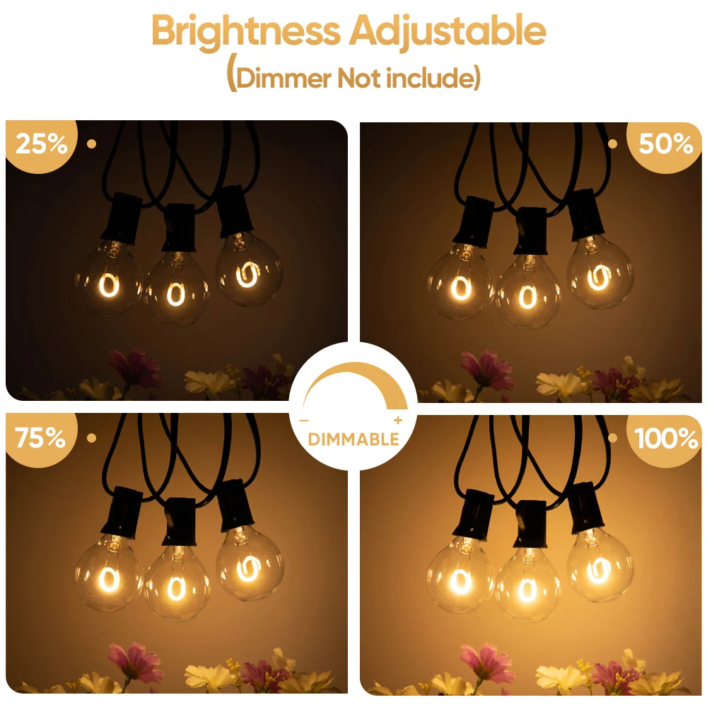 Waterproof G40 String Lights Outdoor Eu Plug 220V Garland Light 1.5W Connectable Outdoor Yard Garden Backyard Decoration Supplie