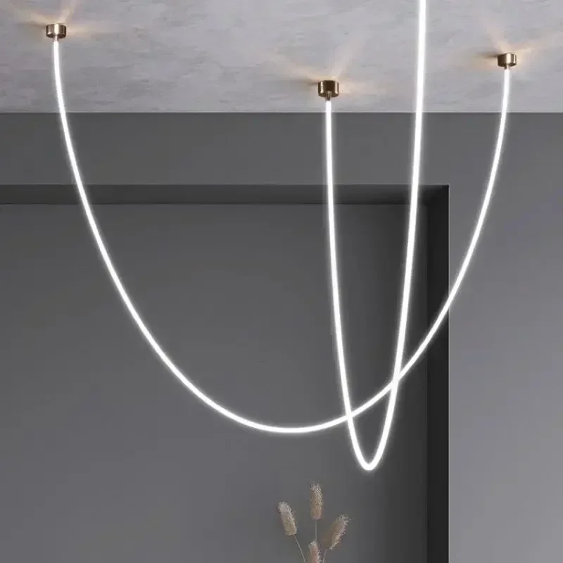 Lustre Para Sala De Estar Minimalist Line Art Design Chandeliers Led Lamp for Living DiningPendant Lightingתאורה לסלון 펜던트조명