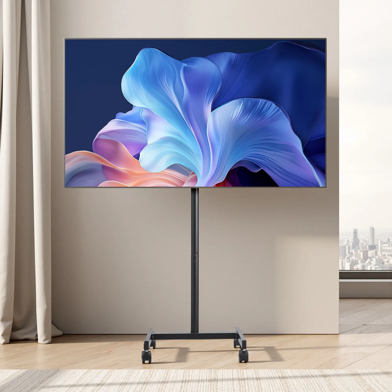 

Мобильная подставка для телевизора на колесиках для экранов 17-55 дюймов, до 20 кг, регулируемая по высоте, с фиксацией.