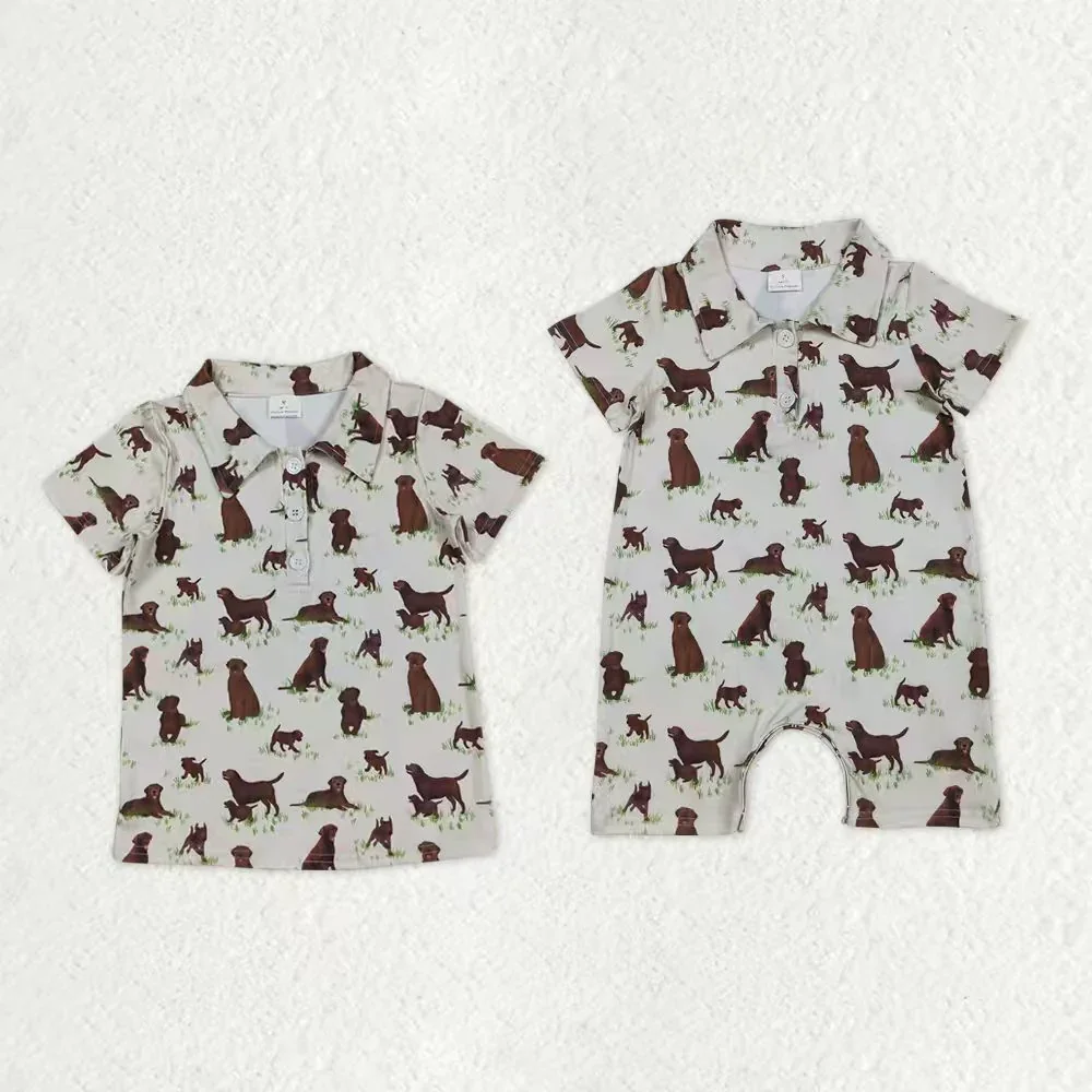 

z1122-14 BT1299 Wholesale Summer kids clothes boy Matching Puppy Short-Sleeved Top Boutique Children clothing