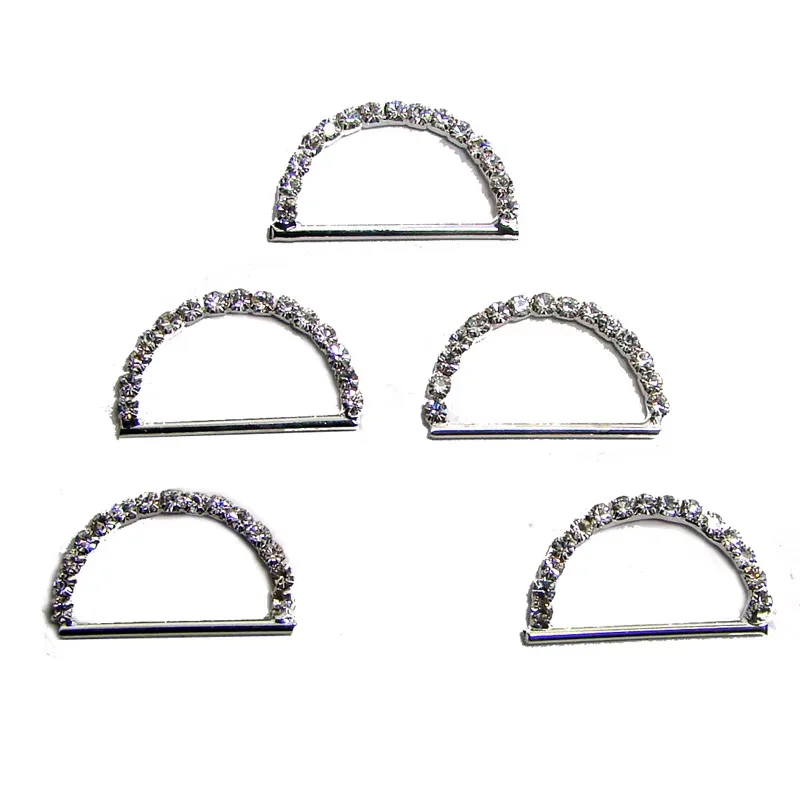 20mm Bar Rhinestone D Ring Slider Buckles for Shoes Bags Garments Fabric Ribbon Fashoin Gifts Ornament Accessories 12pcs X